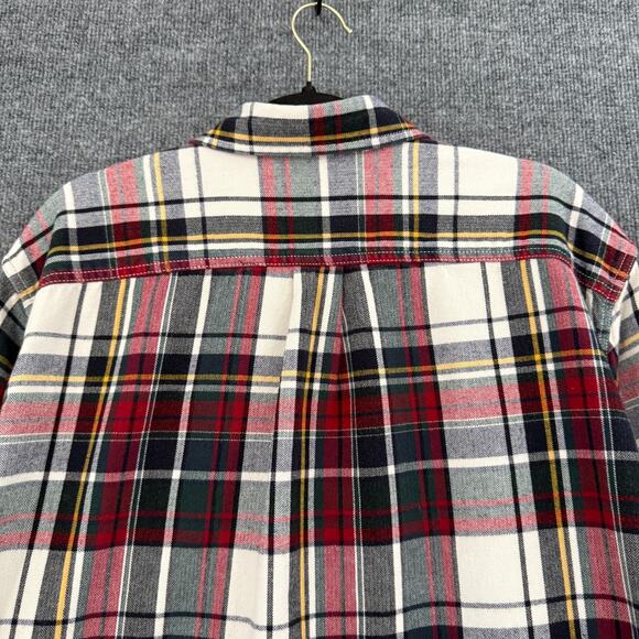 Eddie Bauer Flannel Button Up Shirt Mens XL White Red Tartan Plaid Classic Fit - Picture 5 of 10